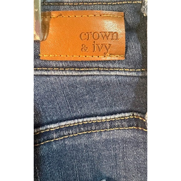 Crown‎ & Ivy Womens High Rise Flare Jeans Dark Wash Size 12 Petite - Picture 8 of 8